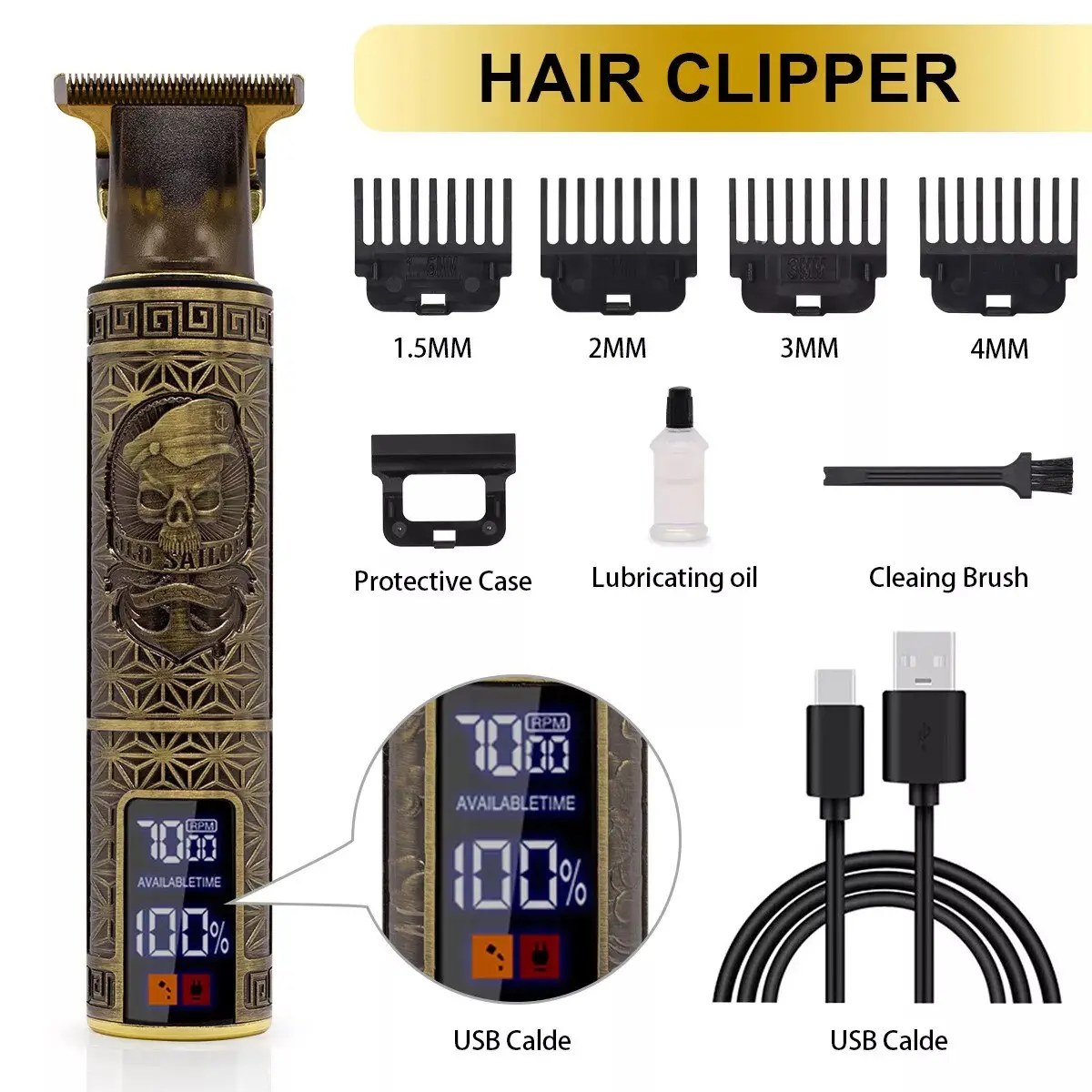 Professional Men Hair Clippers Shaver Trimmers Machine Cordless Beard Electric