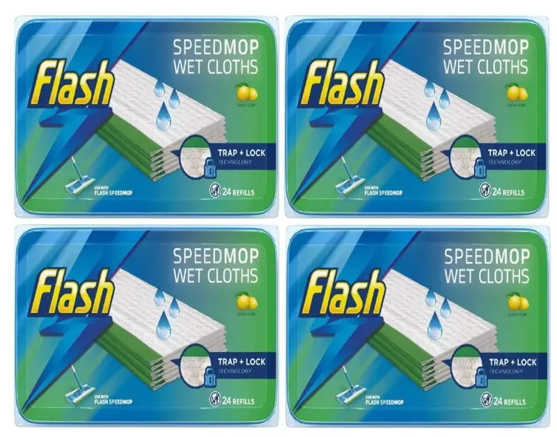 Flash Speedmop Wet Cloths Refills Speed Mop Refill Cloths 24, 48, 72, 96 Refills Pack Cleaning Disposable