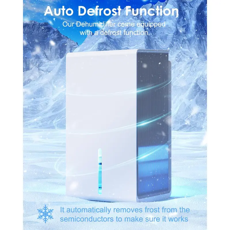 2025NEW-Dehumidifiers, Portable Dual-Core Dehumidifier for Home, Bedroom, Bathroom & Wardrobe, Auto Defrost Function, Water Full Protection, Ultra Quiet Small Dehumidifier for Drying Clothes and Damp Spaces 6