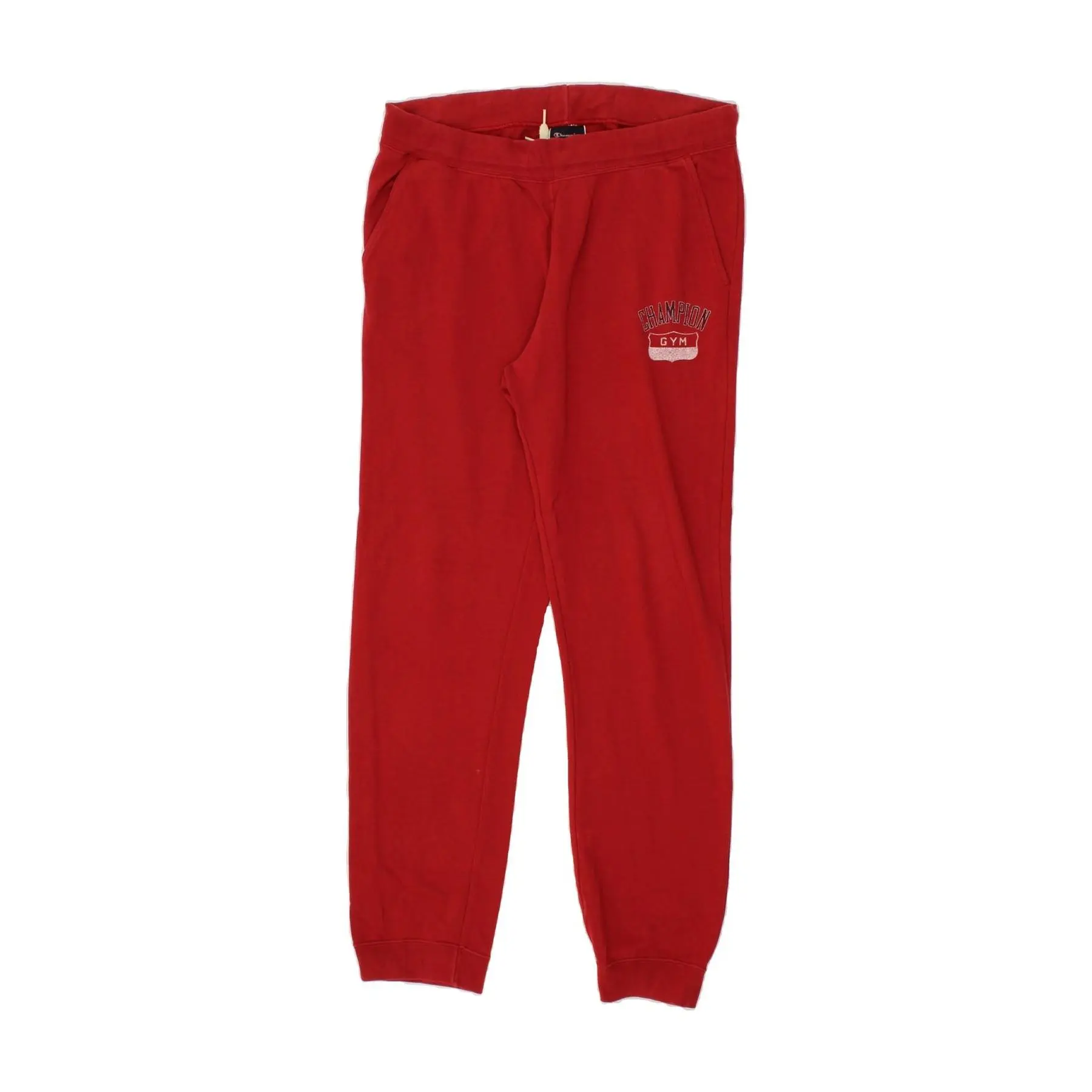 Pre-Owned Vintage CHAMPION Mens Graphic Tracksuit Trousers Joggers Large  Red Cotton