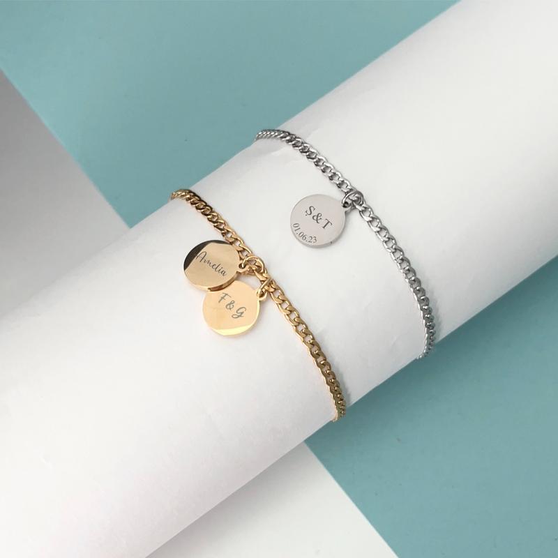 Name Initials 1-4 Disc Curb Bracelet 6
