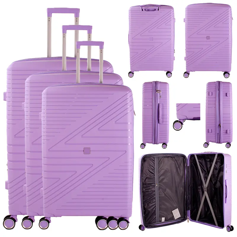 Wow Travel Set of 3 Hard Case Luggage Trolley Suitcase with 4 Spinner Wheels Patterned Durable 6