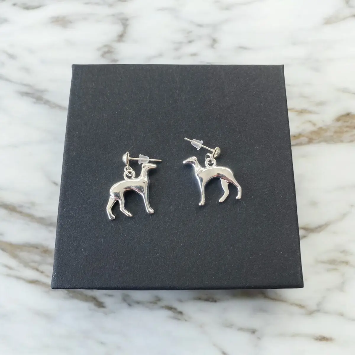 Greyhound / Lurcher Earrings - silver plated