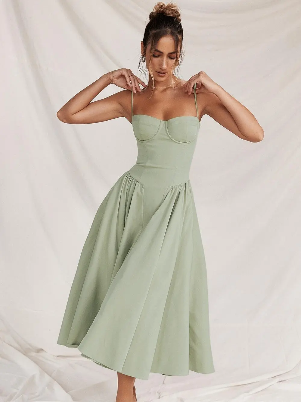 Camisole Print Slim Fit Mid-Length Skirt Dress for Women - Temperament Style Casual Fashion Womenswear Fashionista Sexy Comfort Summer Basic