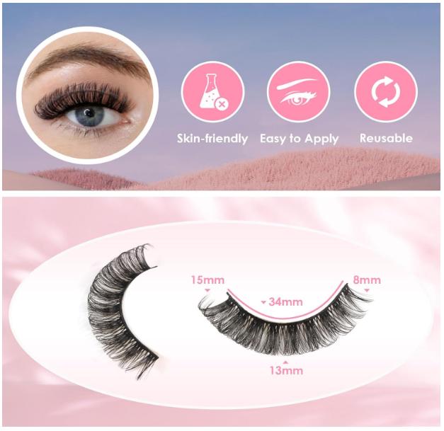 Glowingwin Cat Eyelashes Volume 3D Hybrid Natural Look Fake Russian Strip Lashes 10 Pairs Dramatic Fluffy Handmade Reusable D Curl False Eyelashes 3