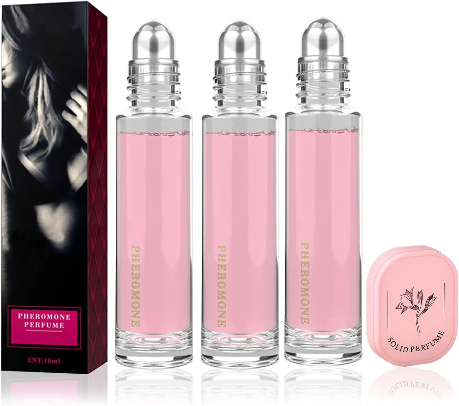 3Pcs Pheromone Perfume for Women to Attract Men, Roller Ball Perfume Women The Original Pheromone Infused Essential Oil Perfume Cologne Pheromone Perfume for Man and Women 10ml with 1Pcs Balm