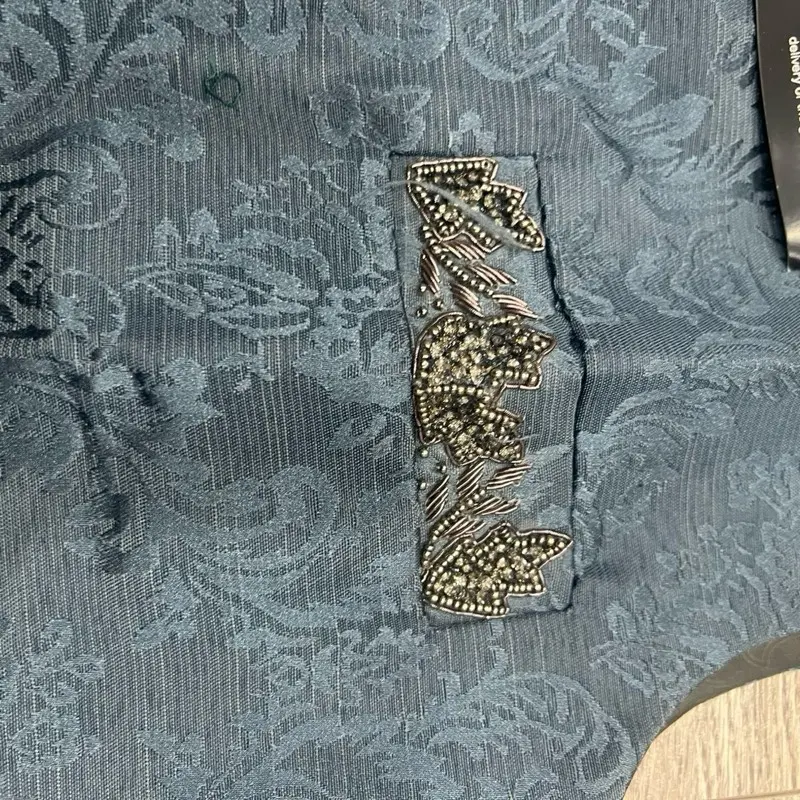 Blue/grey Mens and boys matching waistcoat with stonework 6