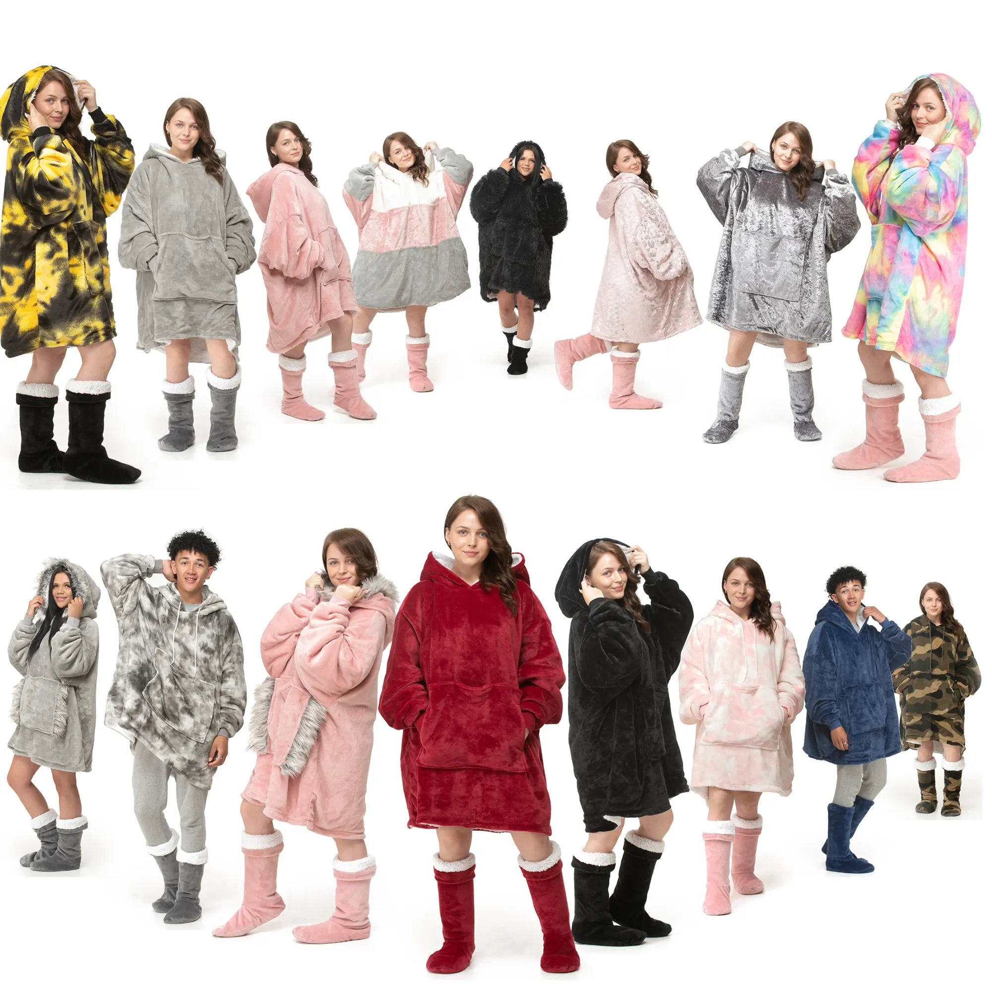 Hoodie Blanket Oversized with sherpa fur lining - extremely soft and cosy - oversized pocket and hood