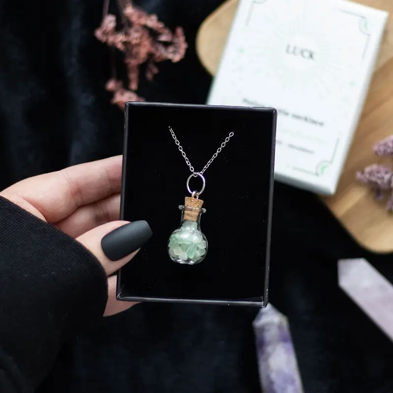 Potion Bottle Necklace - Luck - Aventurine 0