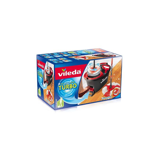 Product Introduction of Vileda Turbo Microfibre Mop and Bucket Set, Spin Mop for Cleaning Floors, Set of 1x Mop and 1x Bucket,Grey/Red, Handle, Bucket, Kitchen, Soft, Adjustable. 9