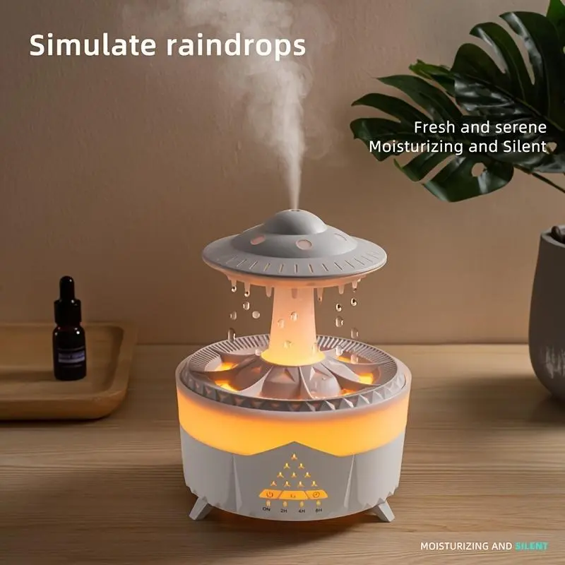 1pc Relaxing Raindrop Aromatherapy Essential Oil Diffuser Machine - LED Lighted, Dense Fog Humidification, Whisper Quiet, Auto Shut-Off, Compact Design - Perfect for Home, Office, Yoga, Meditation, and Spa Decor 1