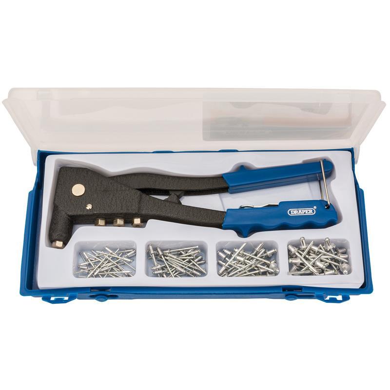 Draper Rivet Gun Hand Riveter Kit for Aluminium Rivets In Case 100 Rivets 27843 0