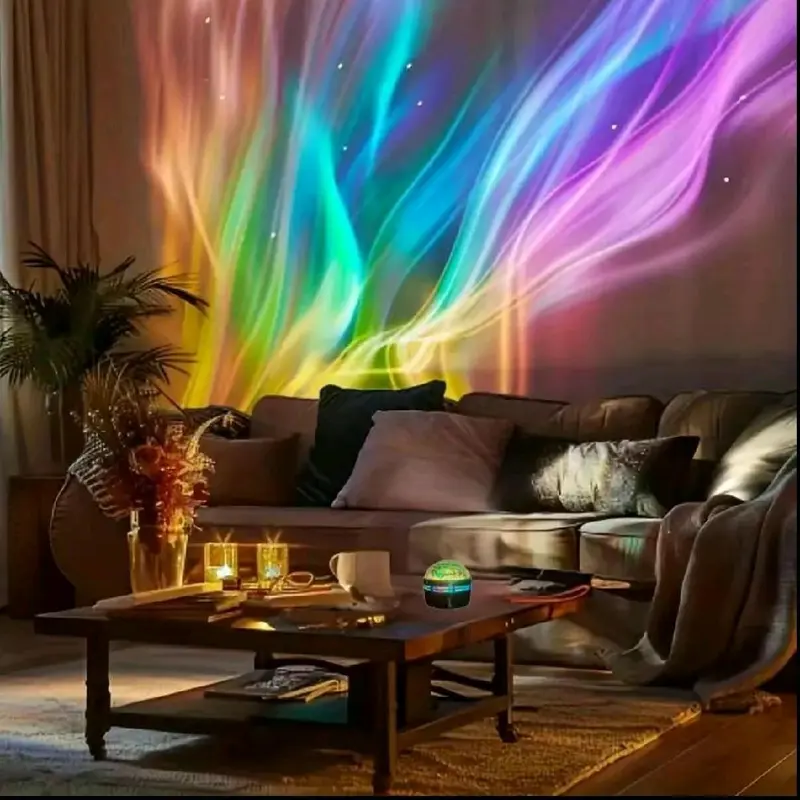USB Powered Aurora Projector Night Light, 7 Color Changing LED Projector Lamp with Remote Control, Decorative Light for Bedroom, Living Room, Party 5