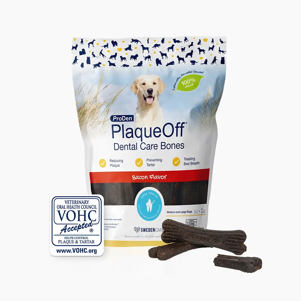 ProDen PlaqueOff 13 Dental Bones for Medium & Large Dogs (Bacon) – Clinically Proven by the VOHC to Reduce Tartar, Plaque, and Bad Breath.