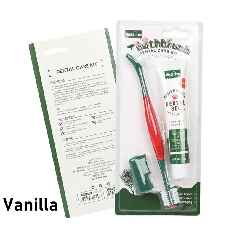 SIYU7-360° Pet Dental Care Kit - Finger Toothbrush & Enzymatic Toothpaste for Cats/Dogs | Plaque Control with Soft Bristles & Vanilla Flavor 3