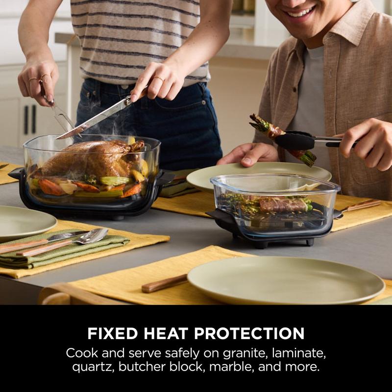 Ninja CRISPi Portable Air Fryer, 3.8L, 4-in-1: Air Fry, Roast, Keep Warm, Recrisp, Space Saving Compact Design, 6 Portions, 2x Removable Glass Containers & Lids, 1700W, 8