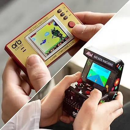 Orb Mini Retro Handheld Games Console & Arcade Bundle - 1 x 150 In-Built Games Console & 1 x 240 In-Built Games Arcade, Full Colour LCD Screen - Thumbs Up! Compact Protection 1