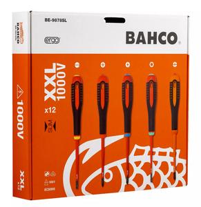 Bahco XXL Ergo 12 Piece VDE Insulated Slim Screwdriver Set SL/PH/PZ/TX,BE-9878SL.