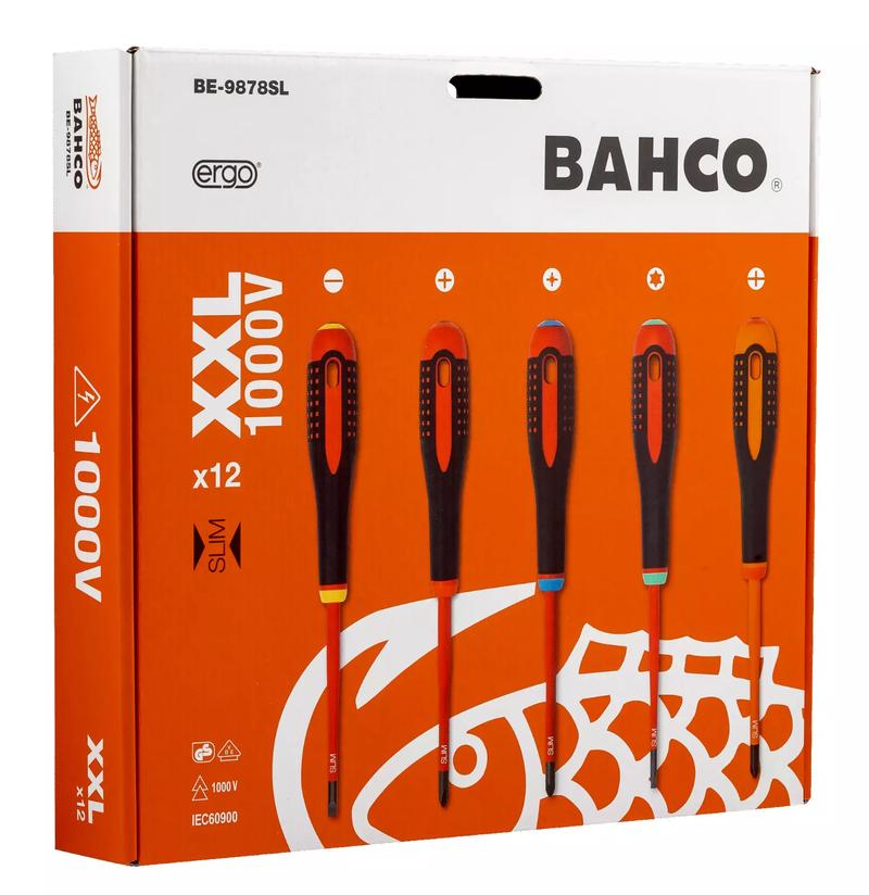 Product Introduction of Bahco XXL Ergo 12 Piece VDE Insulated Slim Screwdriver Set SL/PH/PZ/TX,BE-9878SL. 0