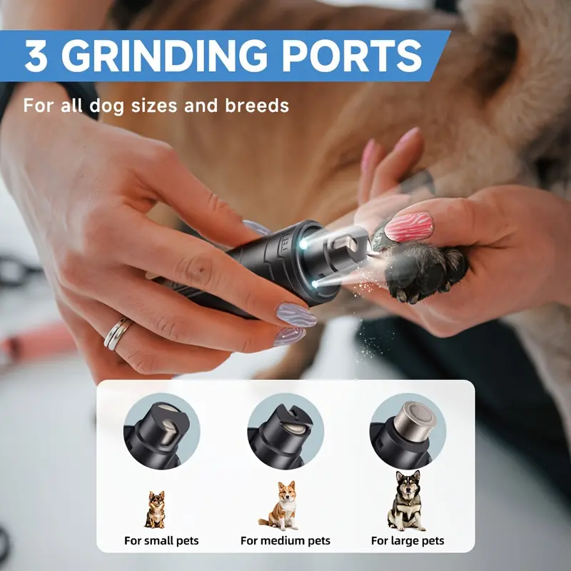 2-Speed Professional Electric Dog Nail Clipper - Gentle and Painless Paws Grooming & Smoothing Tool with 3 LED Light for Large Medium Small Dogs (Black) 2