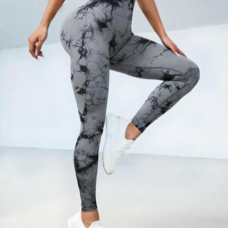Women's Tie Dye Print High Waist Sports Leggings, Sporty Comfy Breathable Skinny Pants, Ladies Sportswear for All  Seasons 5