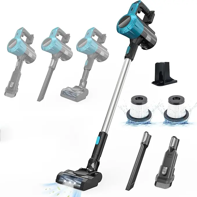 Cordless Vacuum Cleaner for Makita 18V Battery, 45Kpa 550W 6-in-1 Stick Vacuum, Powerful Vacuum with LED Headlights, Lightweight Vacuum for Hard Floor Carpet Pet hair (2 * 5500mAH Battery)