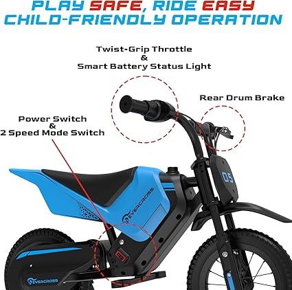 EVERCROSS EV05M Electric Motorcycle for Kids, 150W Kids Ride On Motorcycle, 8/16 km/h Speed Modes & 10 km Long-Range Electric Motorcycle, 12'' Moto Cross for Kids Aged 3-12 Years 3