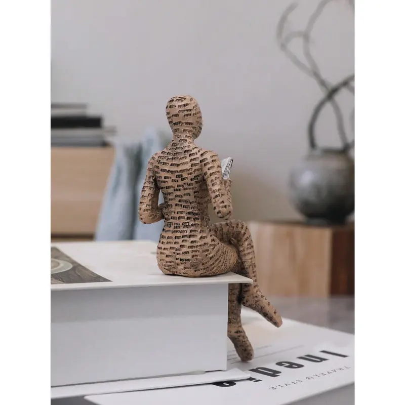 2025 1pc Resin Abstract Figurine Reading A Book Shape Home Decoration Ornament Best Gifts Birthday New 6