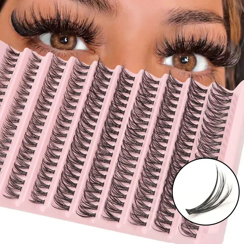 200pcs Clusters Individual Cluster Lashes DIY Lash Extension 8-16mm Wispy Cluster Lashes Thin Band Crosscriss Natural False Eyelashes Fluffy Makeup 3