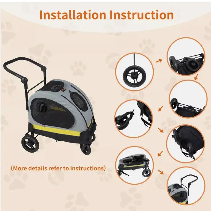 Multifunctional Pet Stroller Jogger Pushchair Dog Car Booster Seat Safety Leash 6
