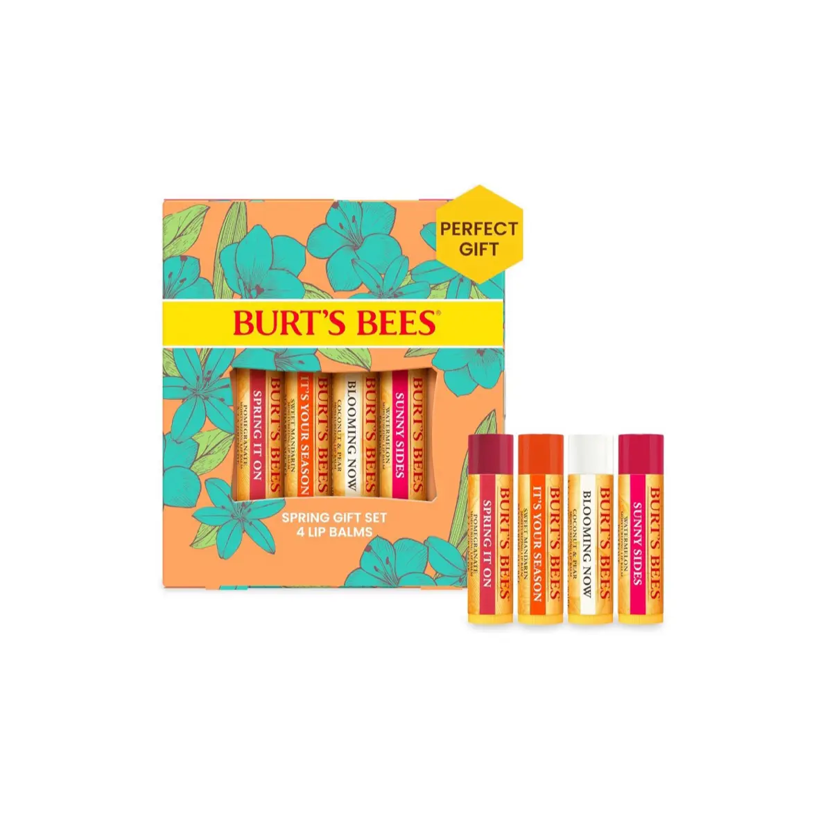 Burt's Bees Lip Balm Gift Set - Pomegranate, Coconut & Pear, Watermelon, Sweet Mandarin, Just Picked - 4x4.25g - Comfort, Skincare