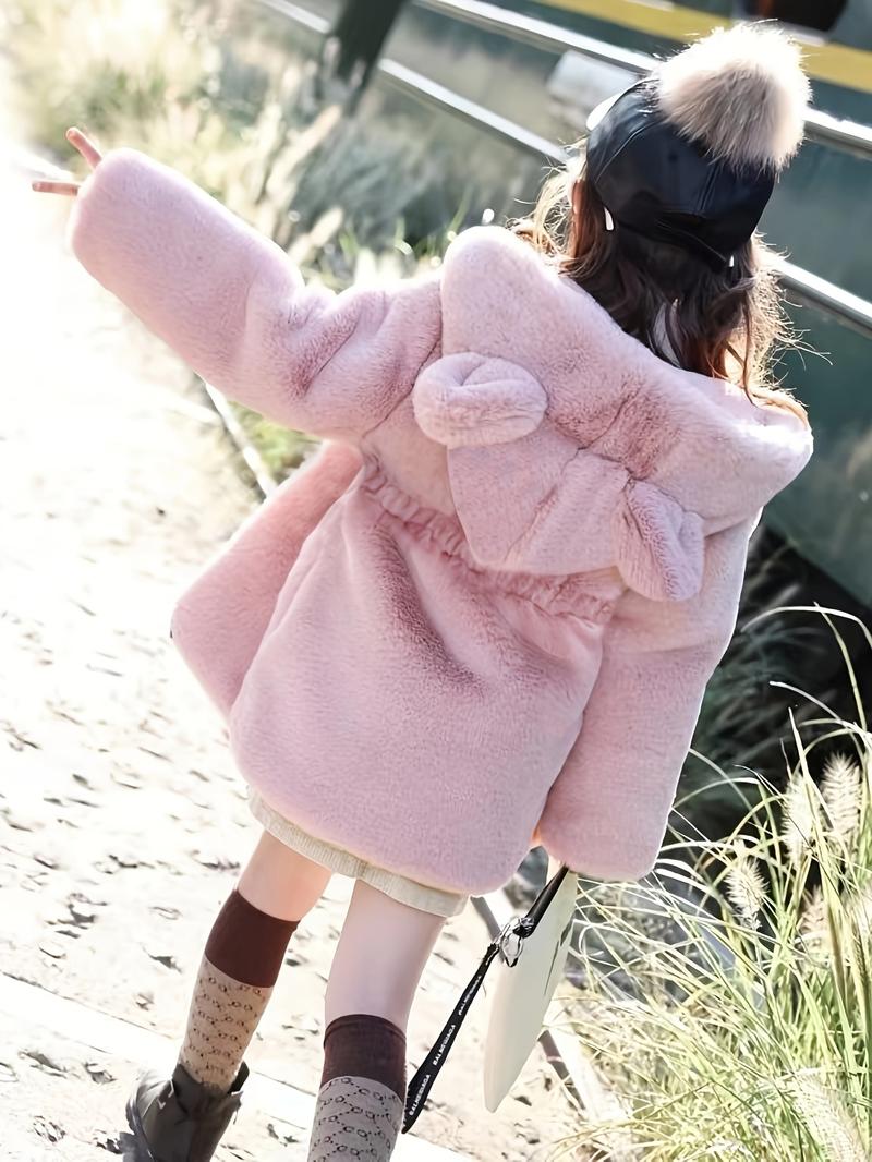 Product Introduction of Adorable Girls' Hooded Fleece Parka - Cozy & Warm Zip-Up Winter Jacket with Pockets, Perfect for Fall/Winter 1