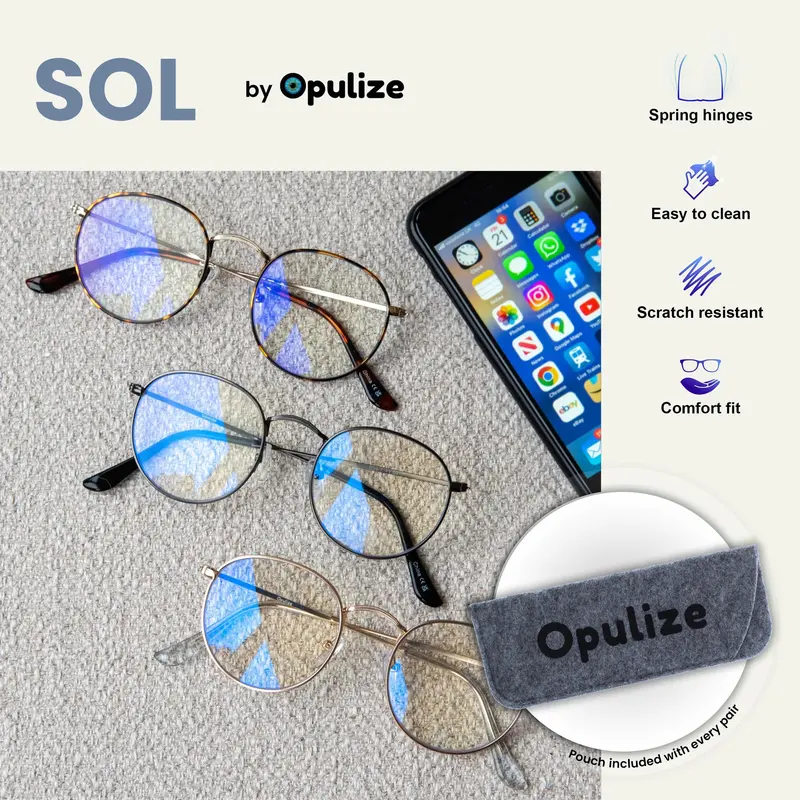 Opulize SOL Blue Light Unisex Glasses 3