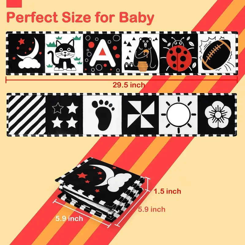 Baby Toys 0-6 Months, Black and White Sensory Toys Brain Development, Tummy Time Toys, Soft Baby Book, Baby Essentials for Newborn 0-6-12 Months Newborn Toys Baby Gifts 3