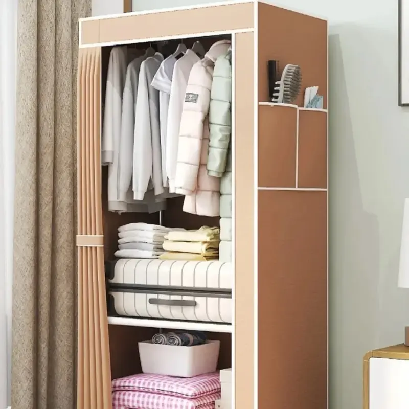Simple Wardrobe Bedroom Household Assembly Cloth Wardrobe Organize Storage Cabinets Economic TypeHousehold Assembly Wardrobe 6