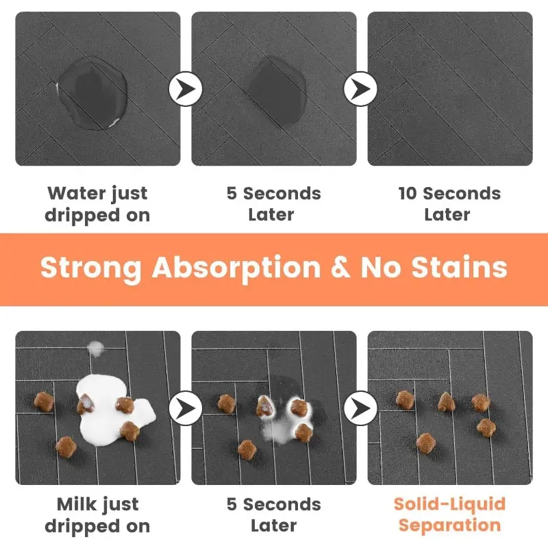 Pet Feeding Mat-Absorbent Pet Placemat for Food and Water Bowl, with Waterproof Rubber Backing, Quick Dry Water Mat for Dog Cat 2