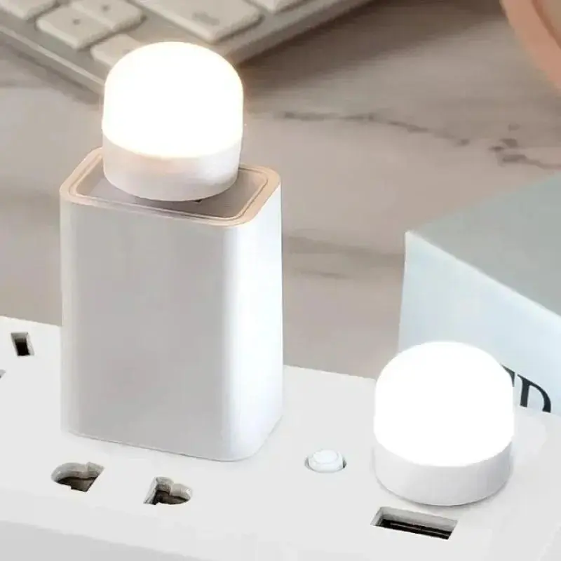 USB Night Light Mini LED Night Light USB Plug Lamp Power Bank Charging USB Book Lights Round Reading Eye Protection Lamp
