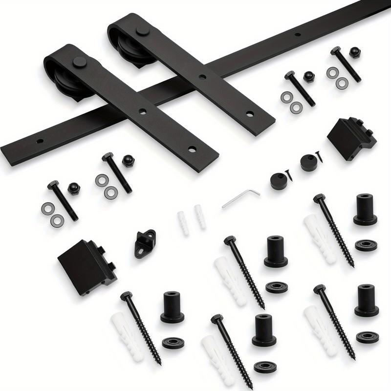 6ft Barn Door Sliding Track Hardware Kit Wood Steel Roller Closet Track System 0