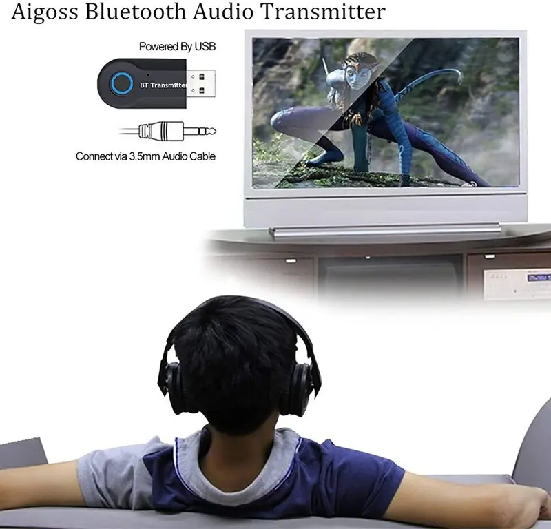 Bluetooth Transmitter Aigoss, Wireless Portable USB Transmitter, Bluetooth 4.2 f Accessories Metal Stereo Cd Compact Device Phone Speakers 5