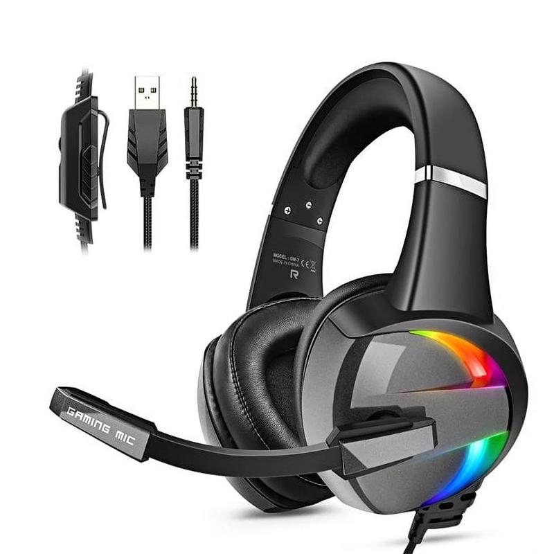 Product Introduction of RGB Gaming Headset with Noise Canceling Microphone Surround Sound LED Headphones for PS5 PS4 Xbox One PC Laptop Mac Computer PC 60