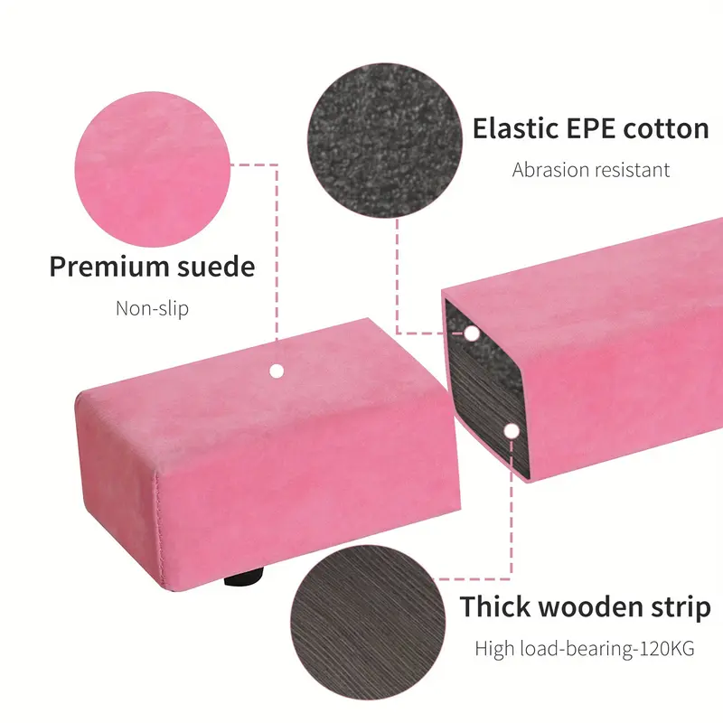 2. 4M 8FT Gymnastics Folding Balance Beam Home Gym Training Exercise Sports - Pink 3