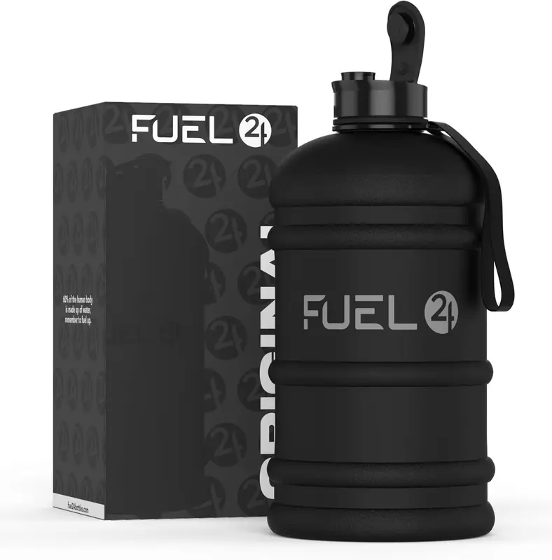 Fuel24 Jug - 2.2 Litre Water Bottle - Extra Strong Flex Material - Drop Proof, Pop or Straw Cap Options - 2.2L Large Gym Sports Bottle, BPA FREE 0