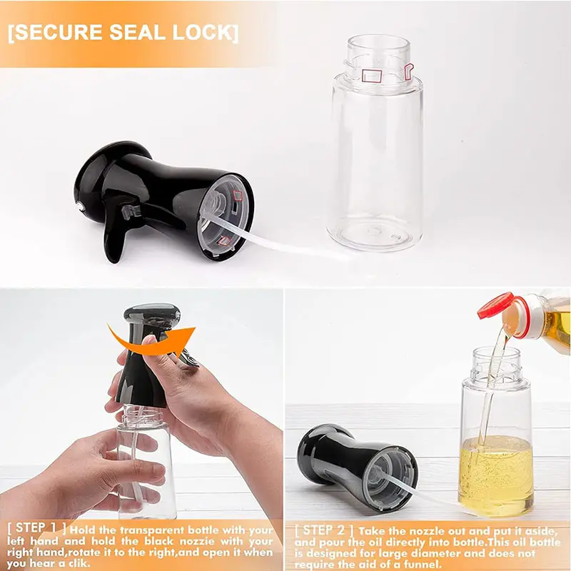 200ml Oil Spray Bottle Kitchen Cooking Olive Oil Dispenser Camping BBQ Baking Vinegar Soy Sauce Sprayer Containers multicoloured spray type oil  dispenser Transparent Utensils Air Fryer Nozzle 6
