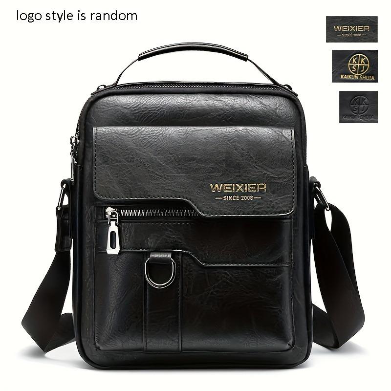 WEIXIER Casual Crossbody Bag - Sleek Multi-Pocket Shoulder Bag for Commuting, Square Handbag in Brown & Black, Durable PU with Polyester Lining, Zip Closure, Purse Crossbody 6