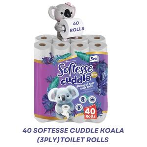 40 SOFTESSE Cuddle Koala 3Ply Toilet Rolls Ultra Advantage Pack with Degradable and Recyclable Wipes - Unscented