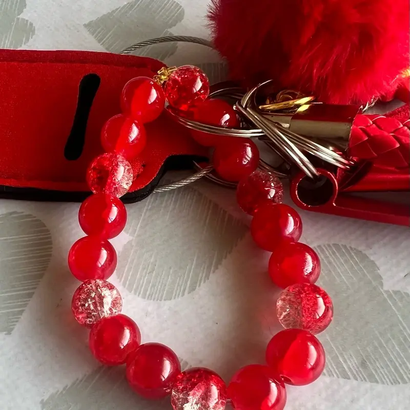 Safety Keychain with Key Holder, Anti Bac/Lipstick Case, Bottle Opener, Whistle, Pom Pom and Key Ring - Available in Multiple Colors custom 1