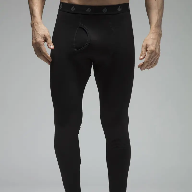 Mens Fleece Lined Base Layer Thermal Long John Bottoms 2