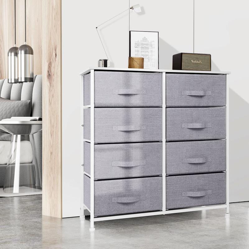 Joolihome Bedroom Chest of Drawers, Storage Unit with 8 Fabric Drawers and Metal Frame Storage Organizer for Cloth Towel Wardrobe Toys, Grey 5