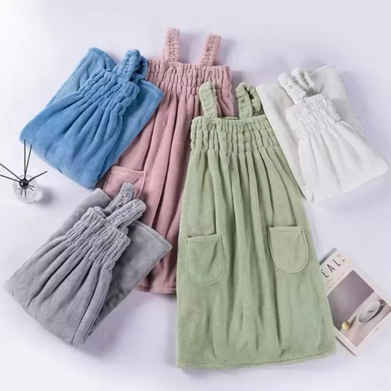 Women's Velvet Bath Towel Dress - Soft and Absorbent - Enlarged Vest Bath Skirt - One Size Fits All 1