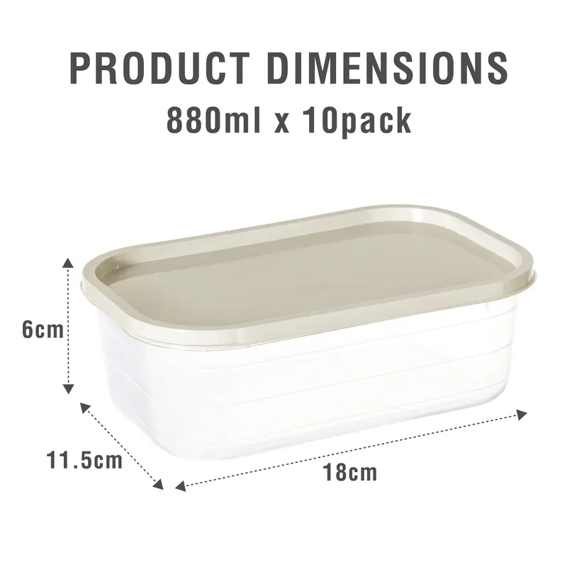 Food Storage Containers Set 10 Pack 880ml & 5 Pack 1250ml Airtight Leak-Proof Meal Prep Containers BPA-Free Microwave Freezer & Dishwasher Safe Durable Food Boxes for Easy Storage Kitchen Utensils Lids Lightweight Stackable 1